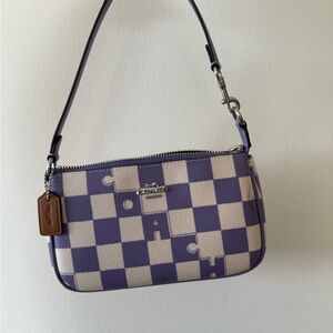 Coach Checkered Purple and Cream Shoulder Bag